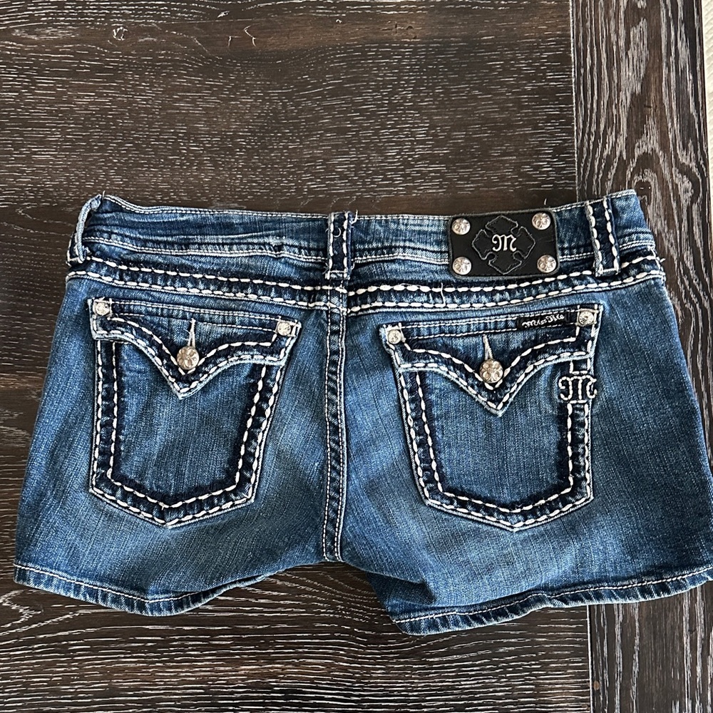 Miss Me Denim Shorts with Silver Accents